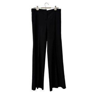 Chloe Paris Black On Black Striped Wool Wide Leg Dress Pants US 10 FR 42